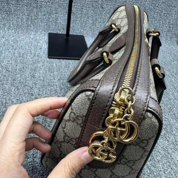 GUCCI Ophidia Boston Brown Canvas Satchel ccofb999-102525 - Picture 8 of 16